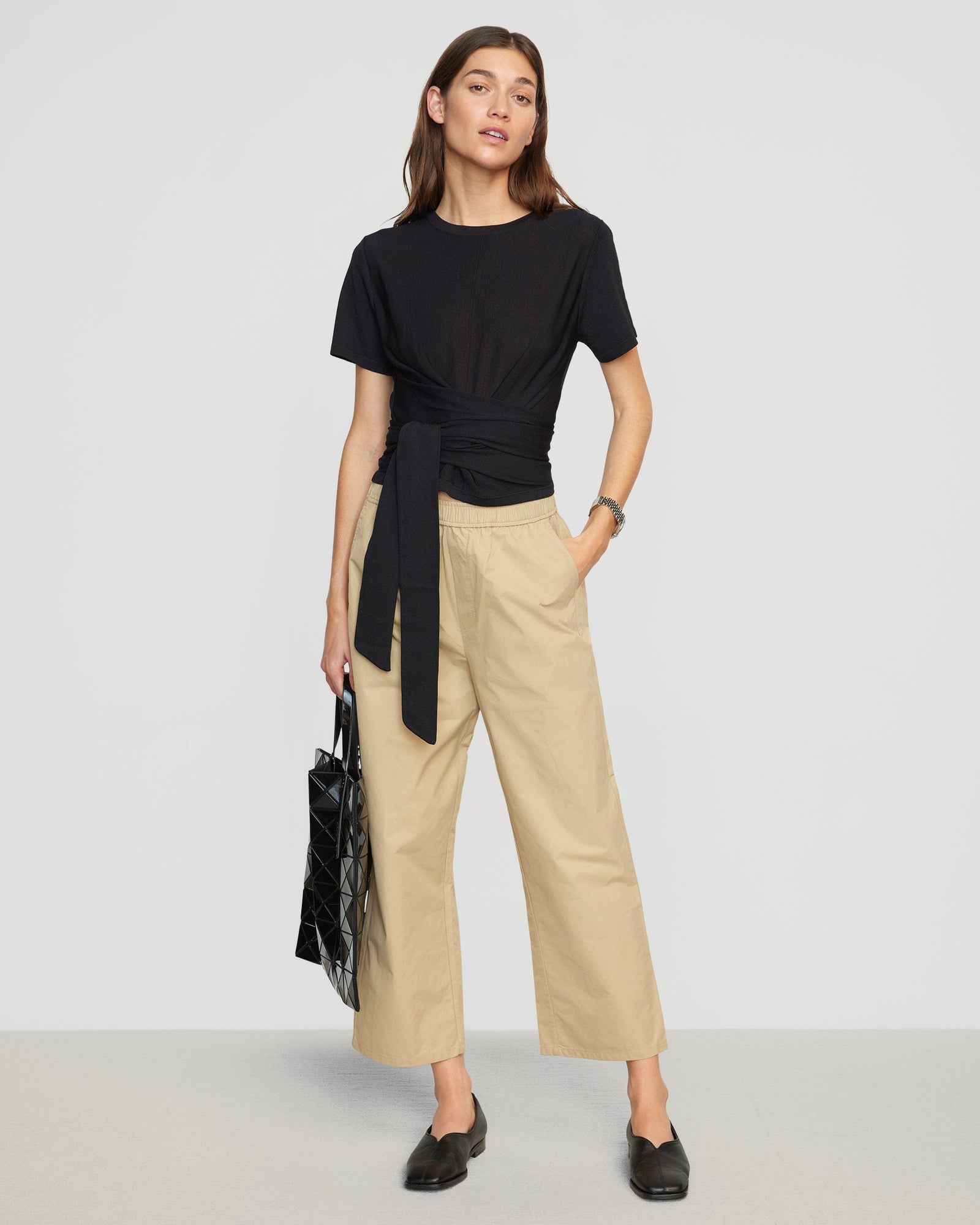 Renee | Jude Cropped Tie-Front Top in Size Small