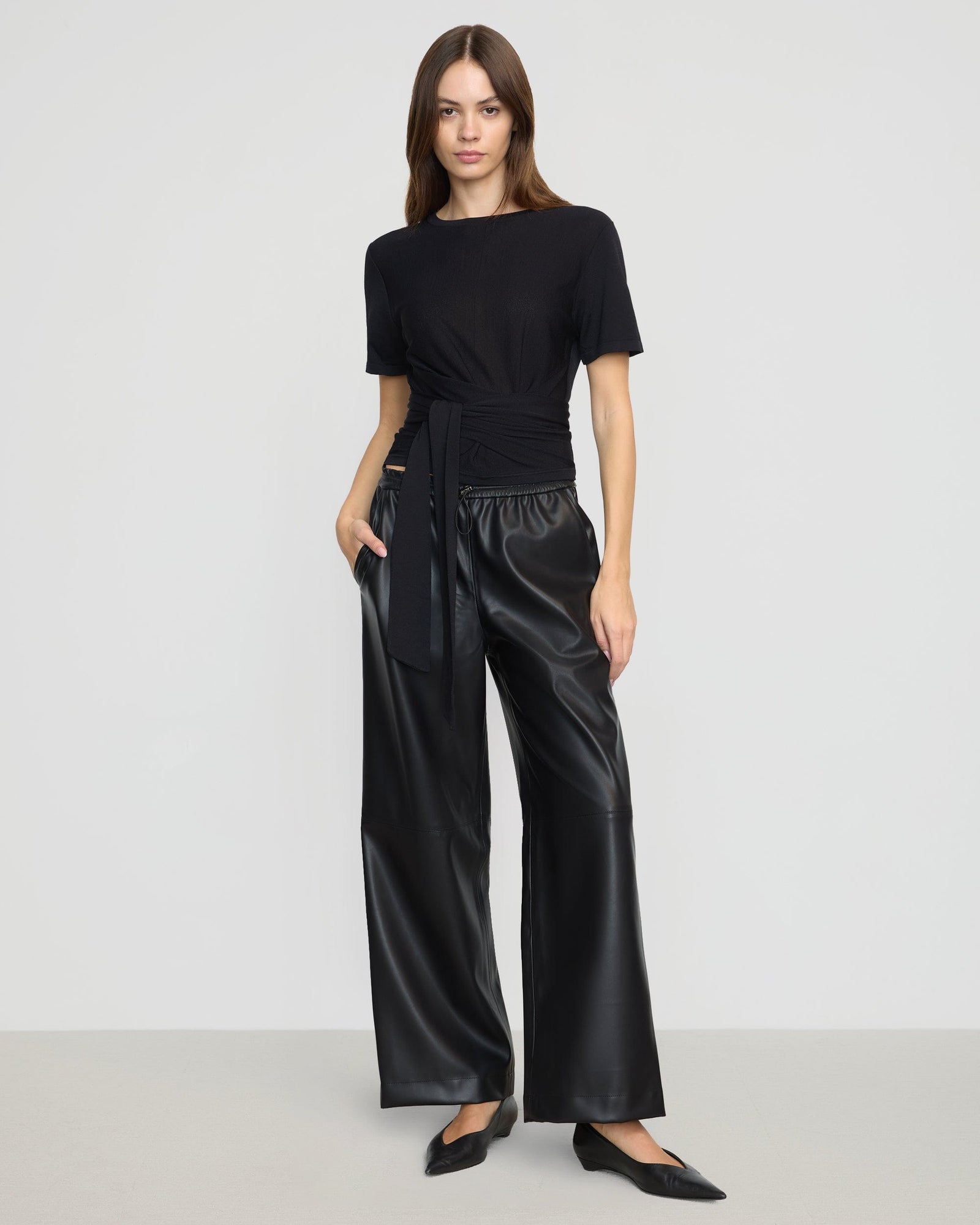 Beate | Jude Cropped Tie-Front Top in Size Extra Small