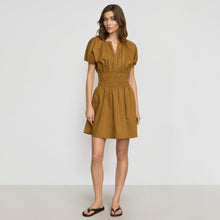 Kaci Cinched-Waist Organic Cotton Dress | Light Ochre