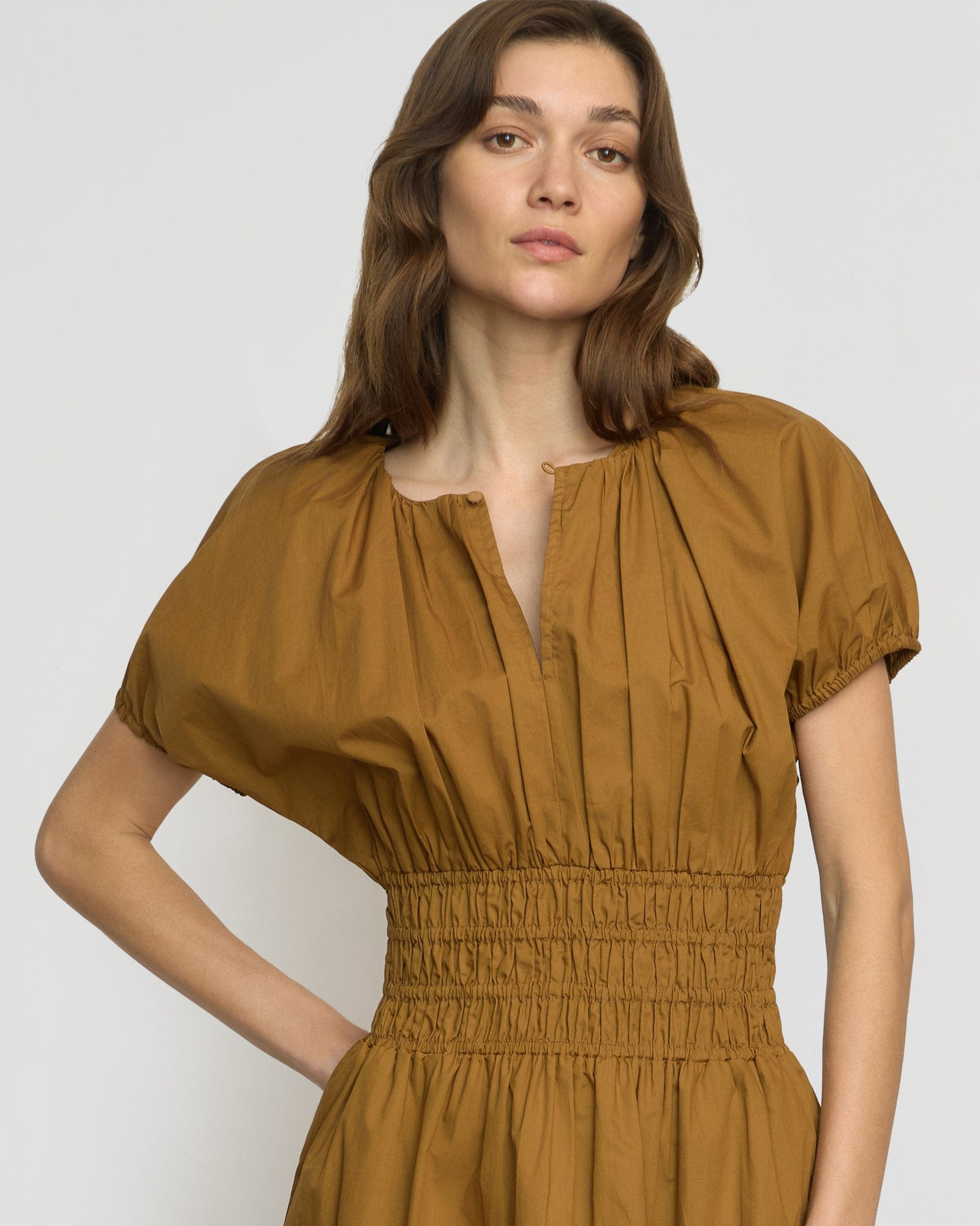 Renee | Kaci Cinched-Waist Organic Cotton Dress in Size Small