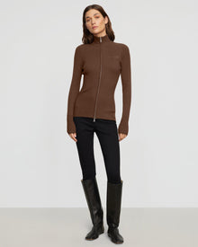 Renee | Kaine Ribbed Two-Way Zip Sweater in Size Small