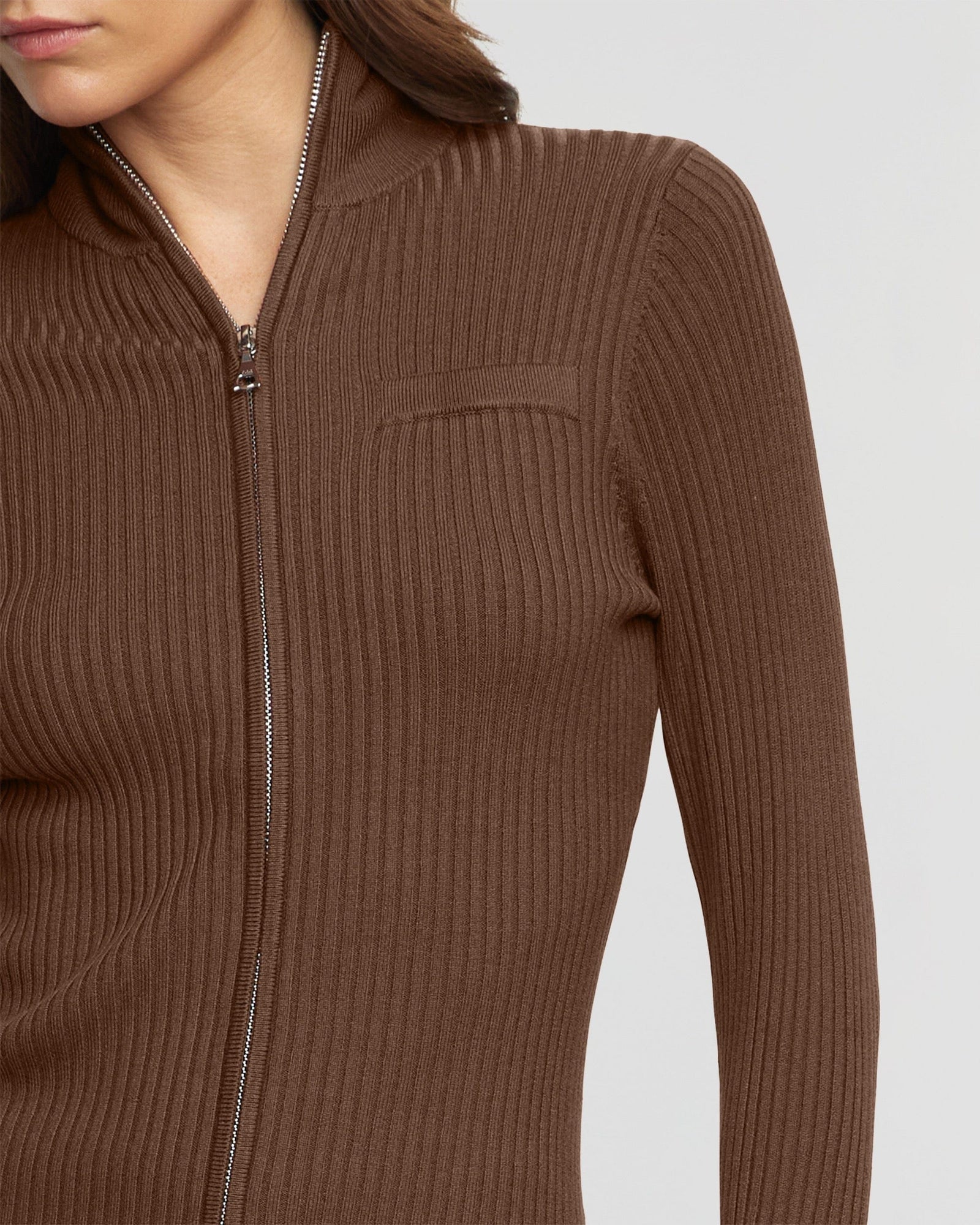 Renee | Kaine Ribbed Two-Way Zip Sweater in Size Small
