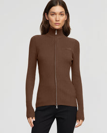 Renee | Kaine Ribbed Two-Way Zip Sweater in Size Small