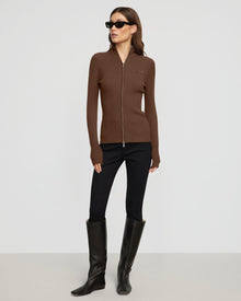 Renee | Kaine Ribbed Two-Way Zip Sweater in Size Small