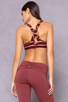 Women | Latte Stripe Crisscross Bra | Wine Not