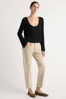 Karolina | Leah Ribbed Scoop-Neck Sweater in Size Extra Small