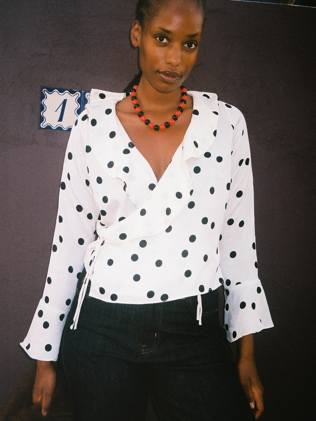 Ricki Wrap Top | White Dot