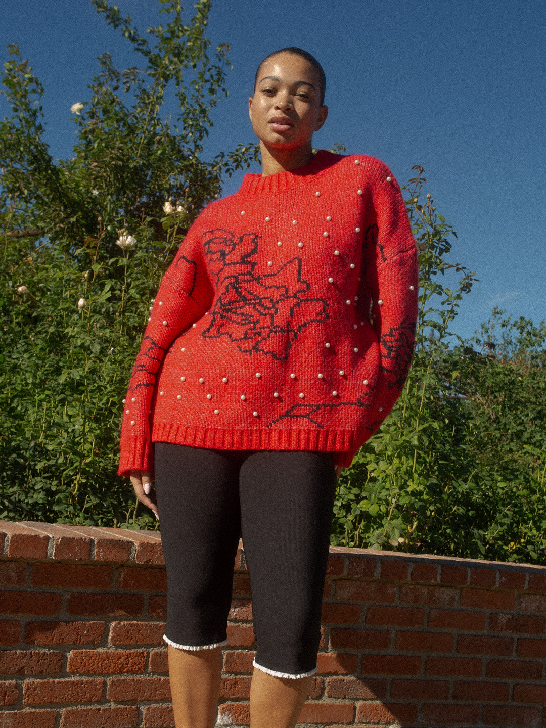 Iris Pearl Sweater | Rose Dot Red