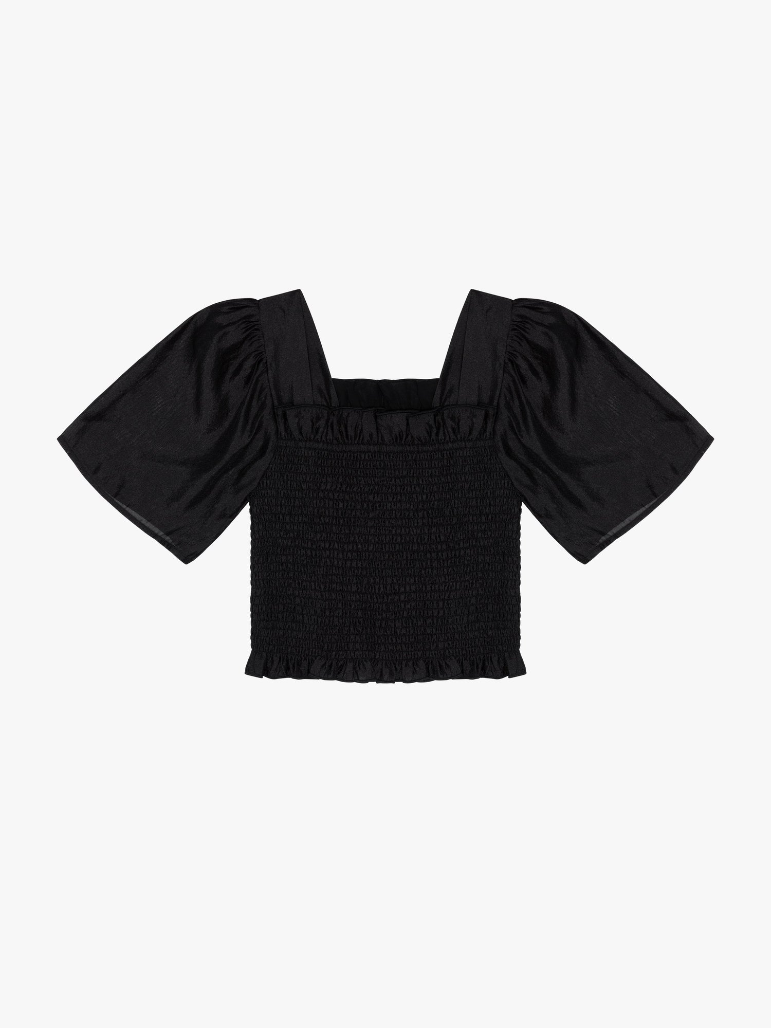 Toni Smocked Top | Black Organza