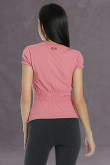 Women | Short Sleeve Ruched Back Tee | Guava