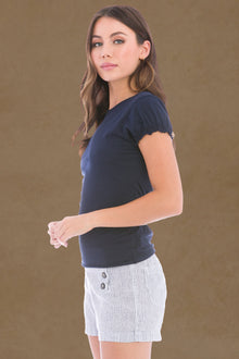 Women | Short Sleeve Ruched Back Tee | Past Midnight