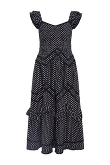 Brin Cotton Bow Dress | Midnight Snowfall