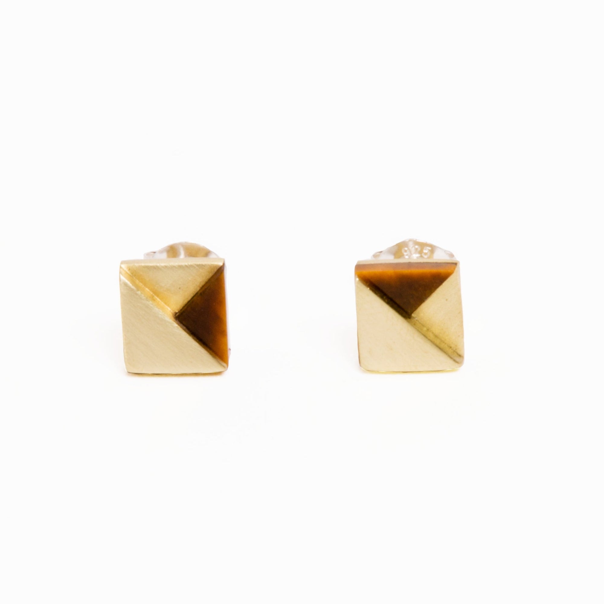 Chip Earrings | Recycled Brass | Tiger's Eye