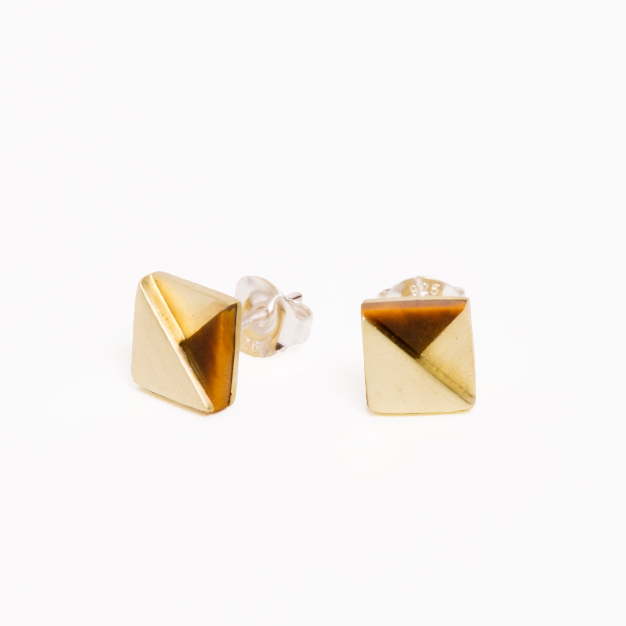 Chip Earrings | Recycled Brass | Tiger's Eye