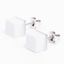 Cubic Earrings | Sterling Silver | White Agate