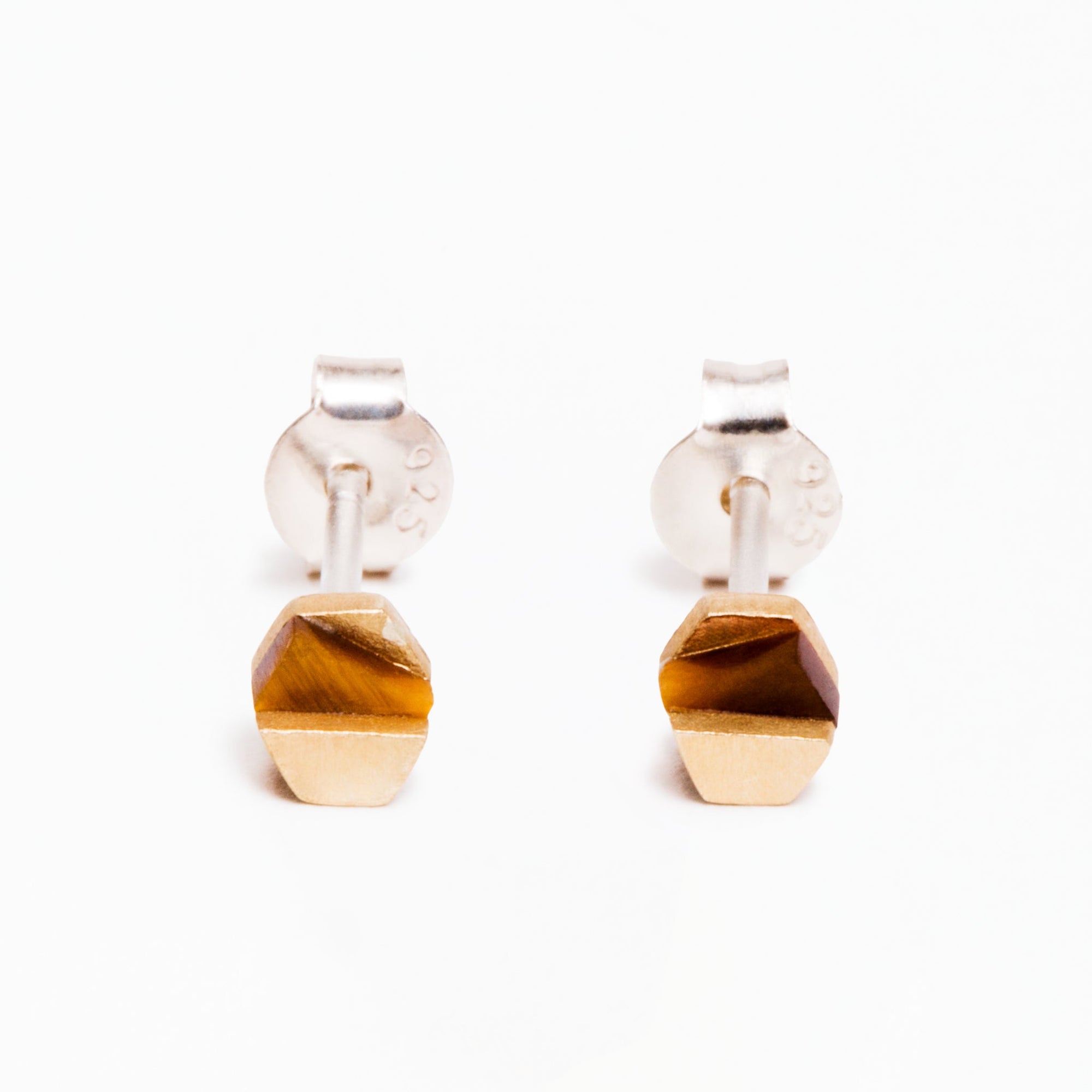 Decimal Earrings | Recycled Brass | Tiger's Eye