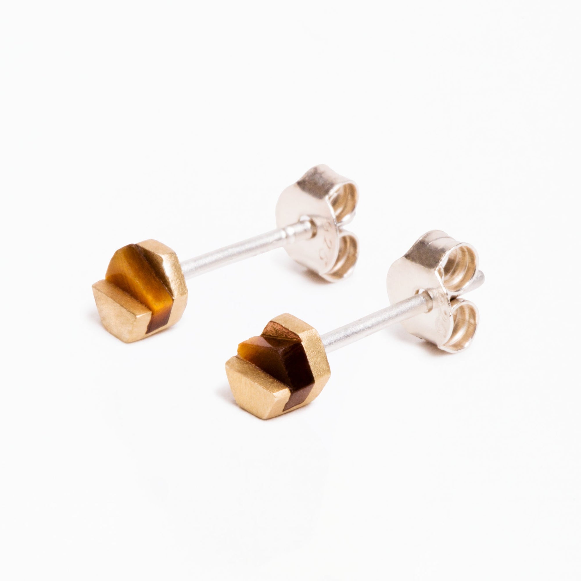 Decimal Earrings | Recycled Brass | Tiger's Eye