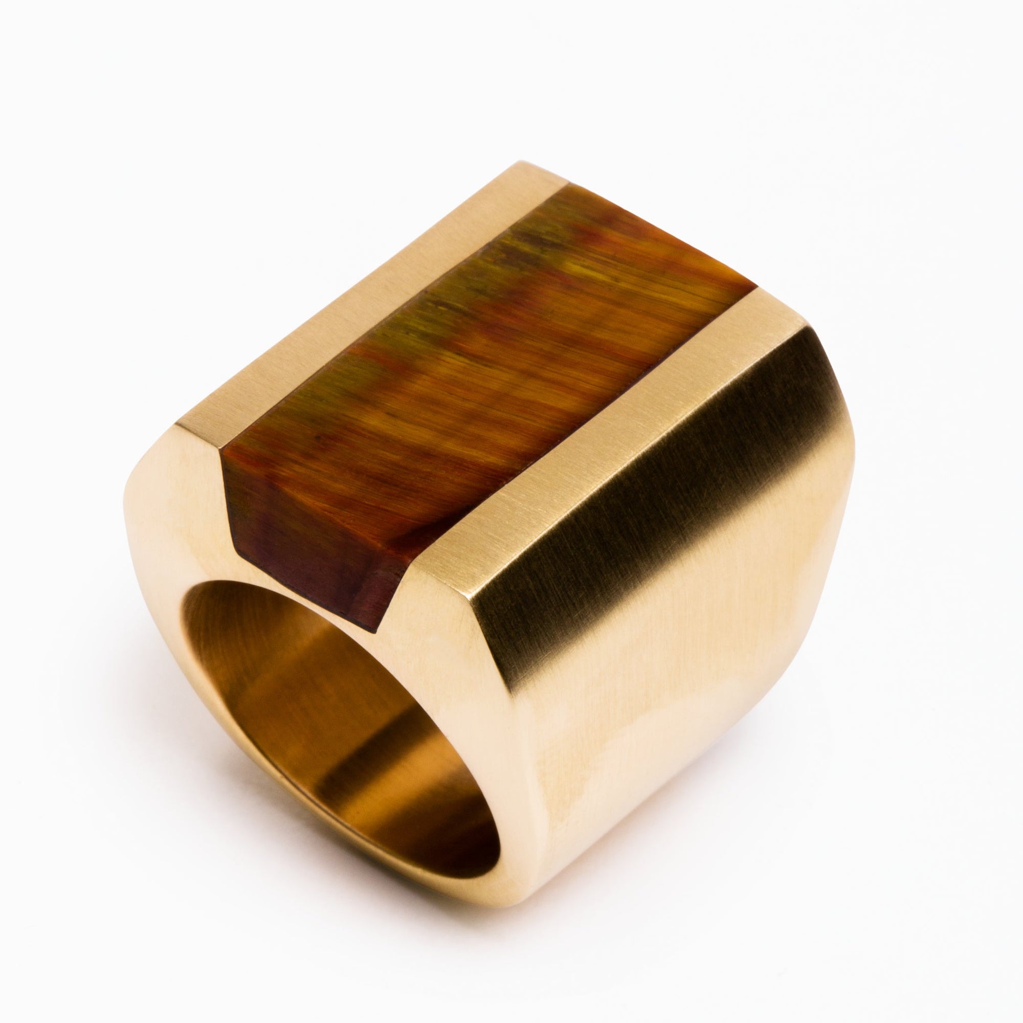 Deckard Ring | Recycled Brass | Tiger's Eye