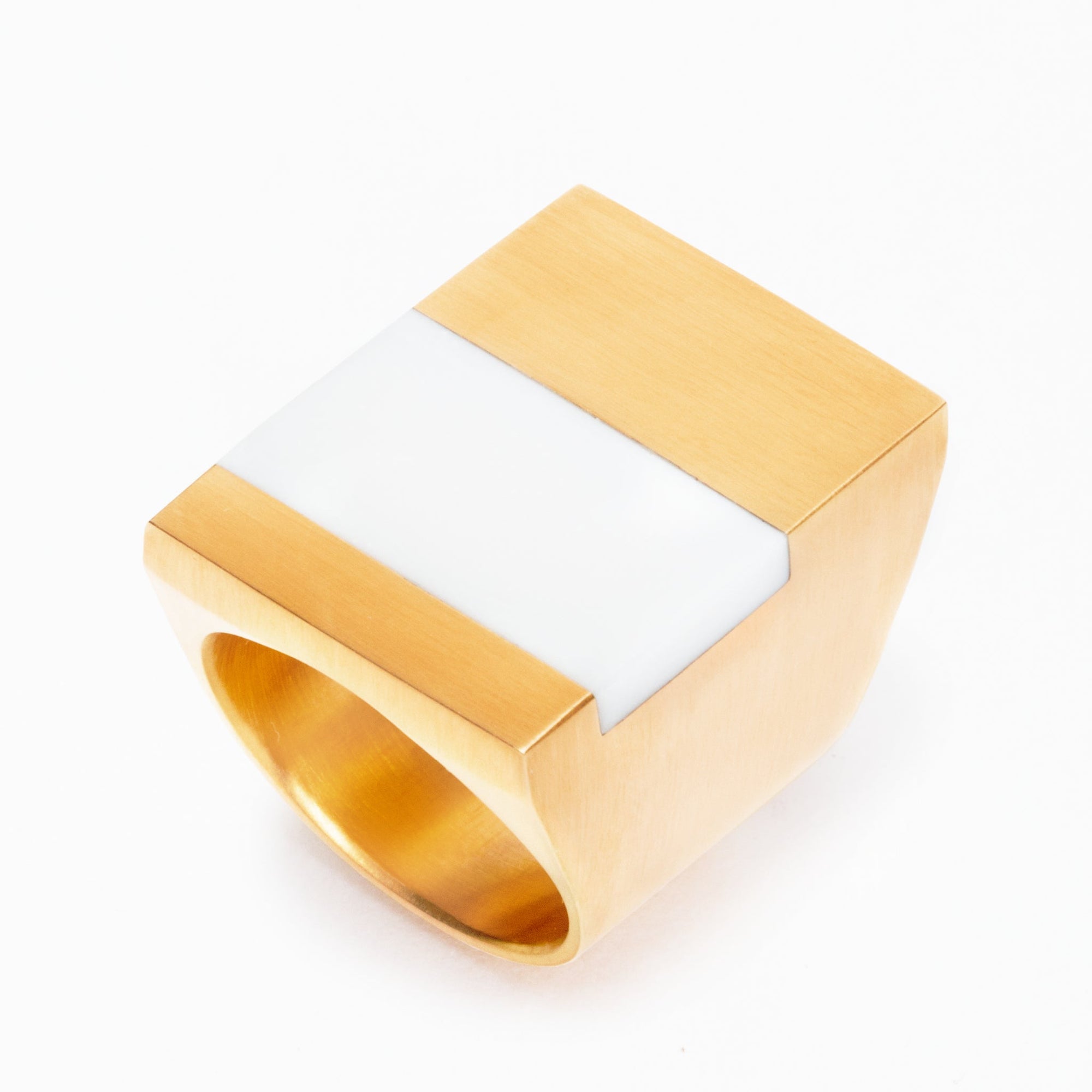 Icarus Ring | 18K Gold-Plated on Brass | White Agate