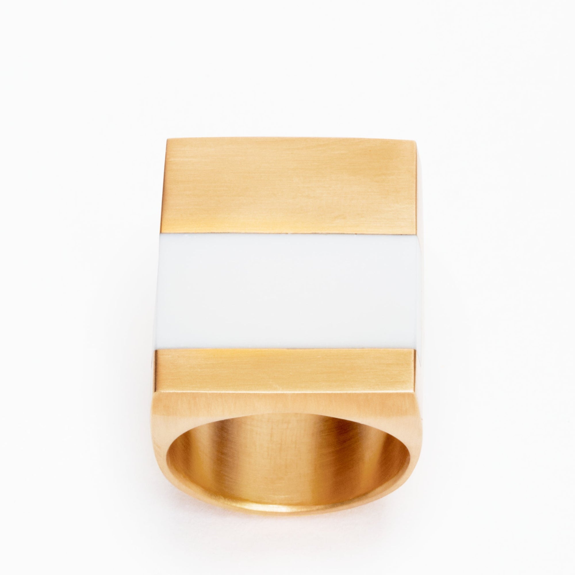 Icarus Ring | 18K Gold-Plated on Brass | White Agate