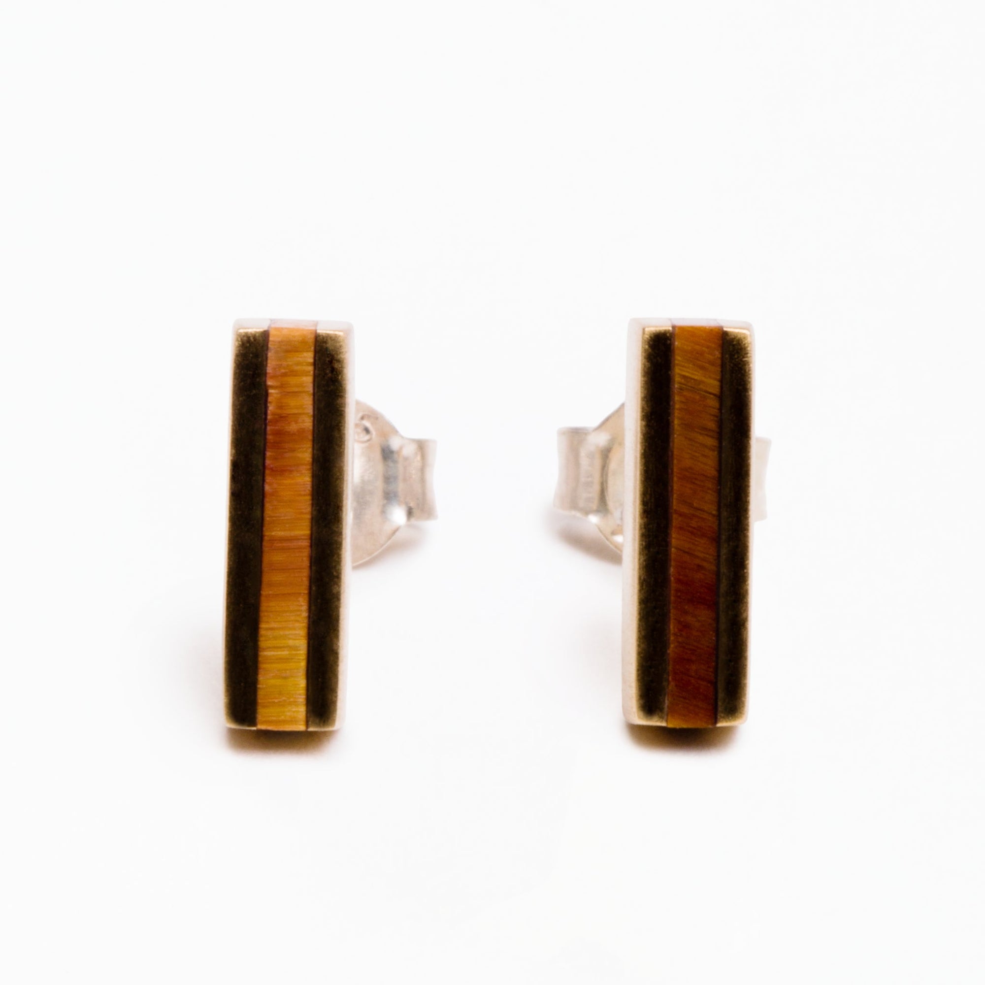 Line Earrings | Recycled Brass | Tiger's Eye
