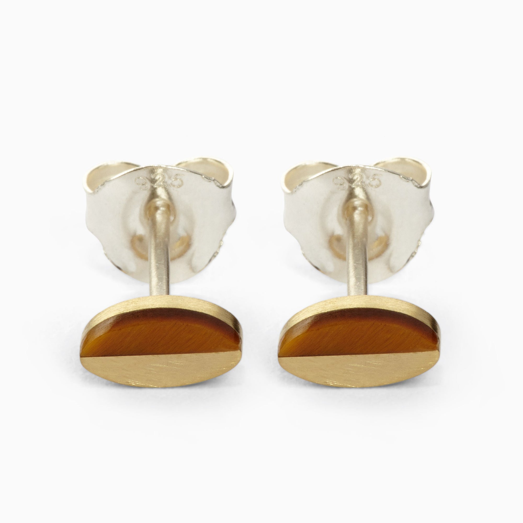 Oval Earrings | Recycled Brass | Tiger's Eye