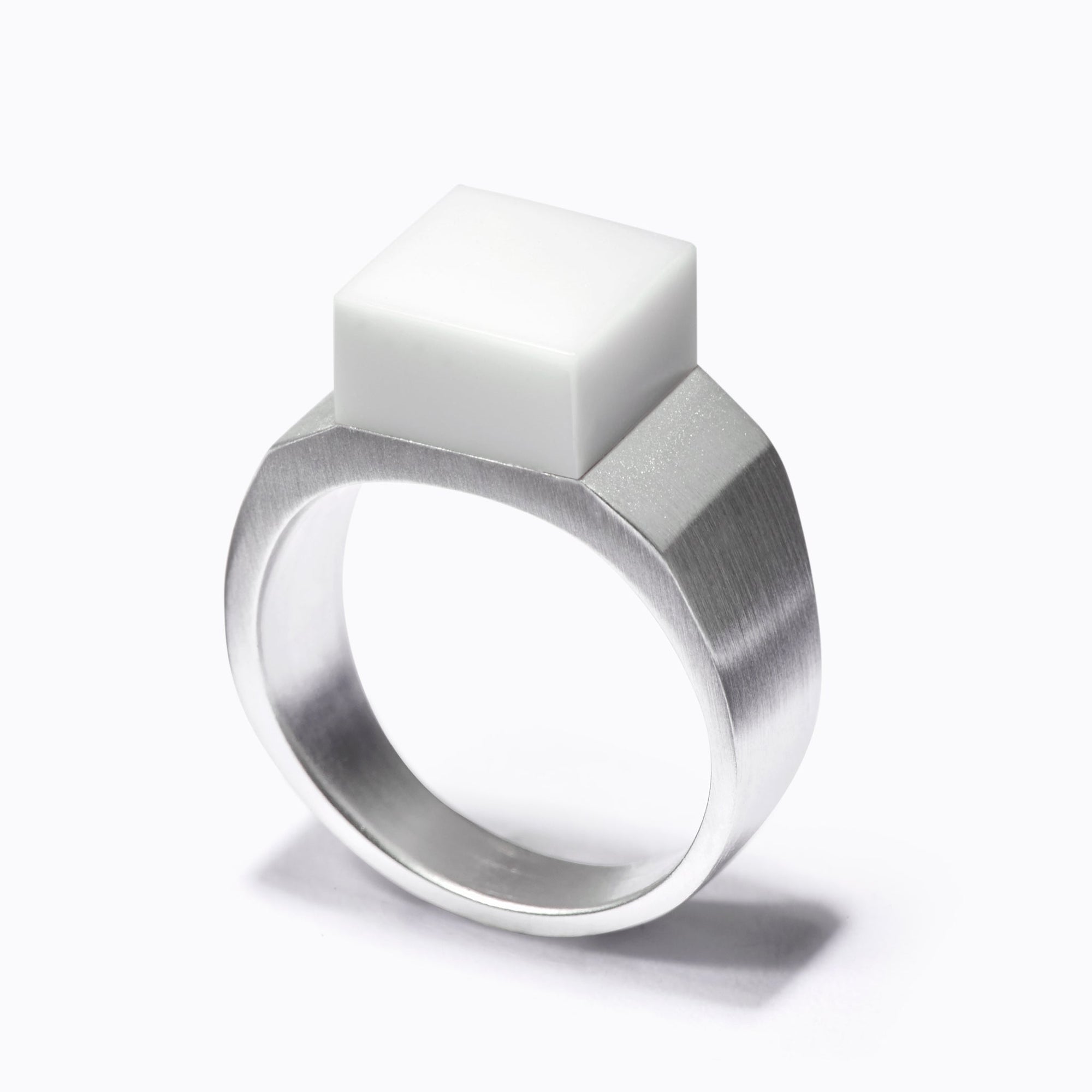 Pixel Ring | Sterling Silver | White Agate