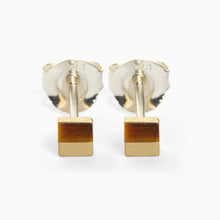 Square Earrings | Recycled Brass | Tiger's Eye