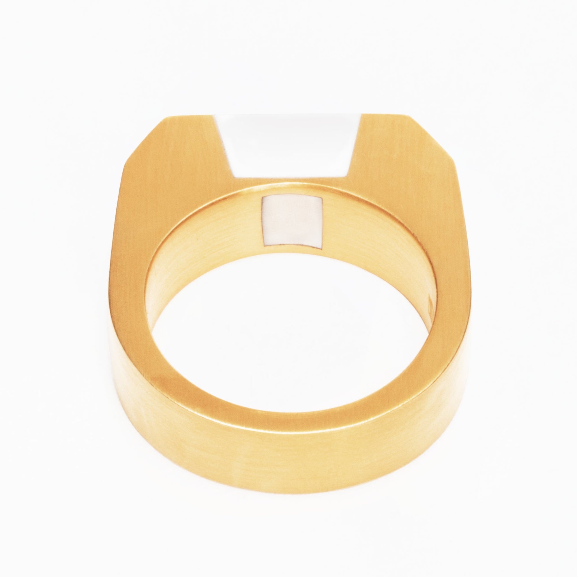 Syd Ring | 18K Gold-Plated on Brass | White Agate