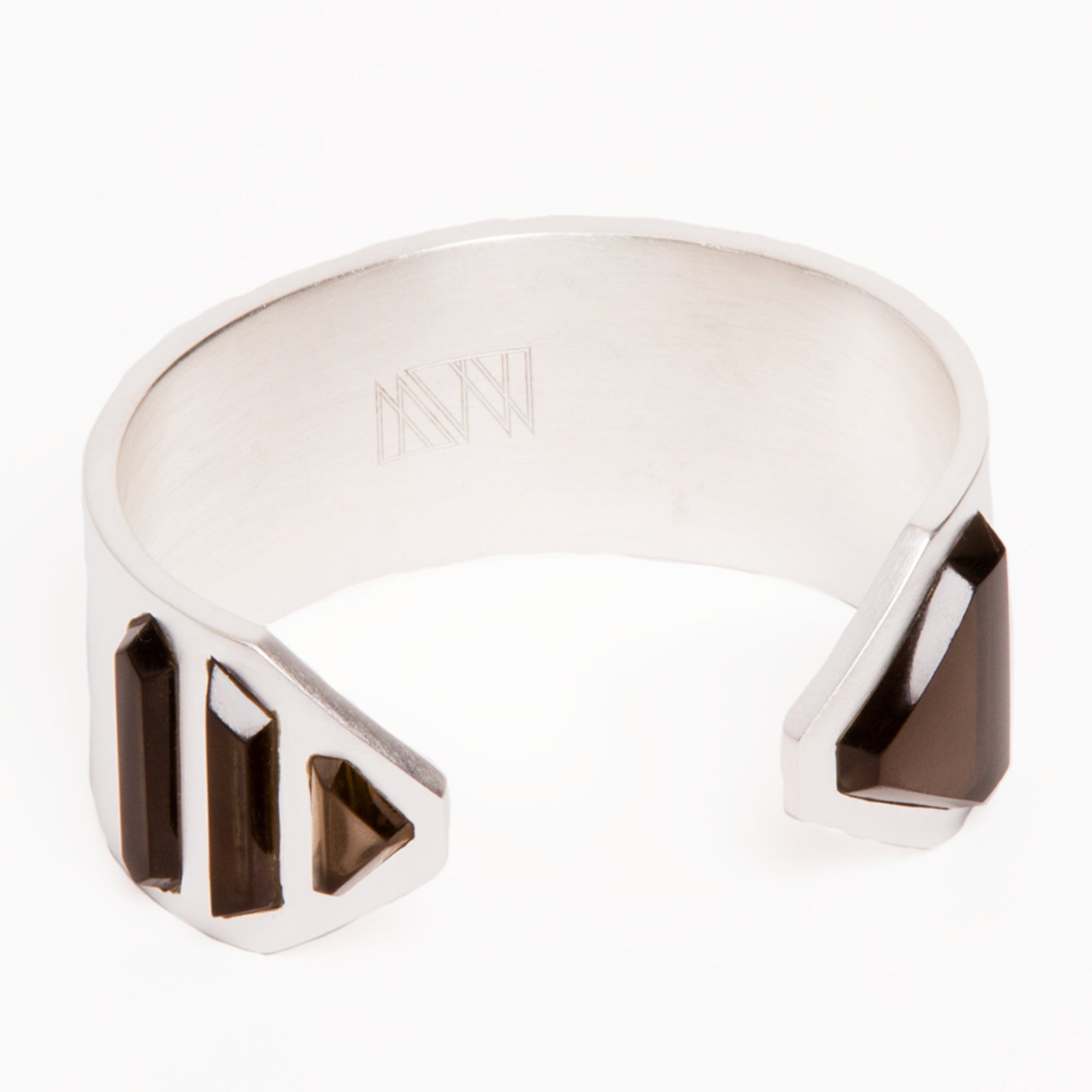Vice Cuff | Sterling Silver on Brass | Smokey Quartz