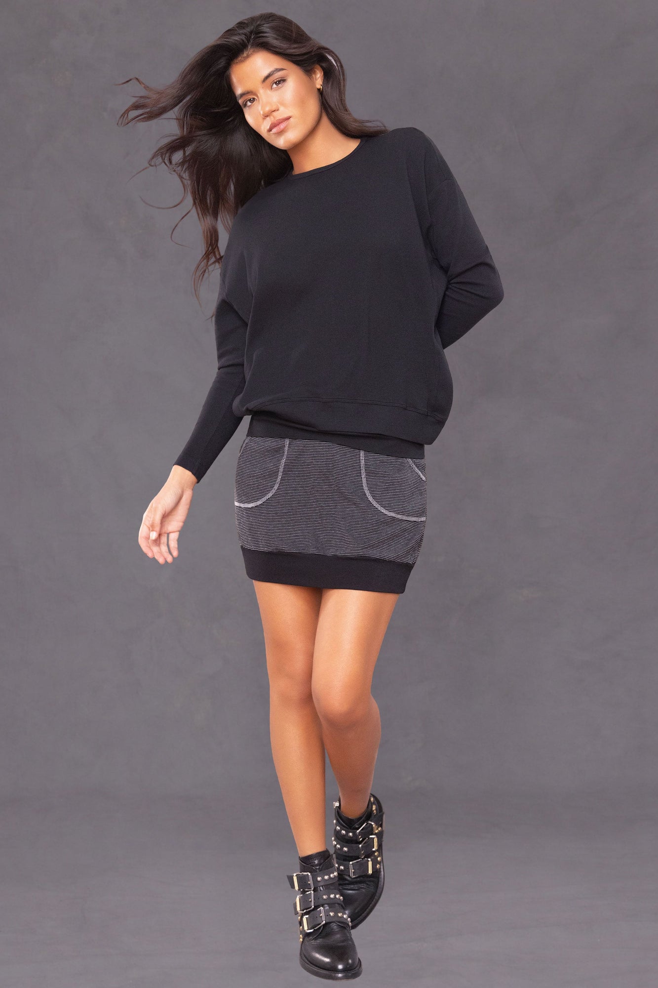 Women | Rolldown Slouchy Cocoon Mini Skirt | Black