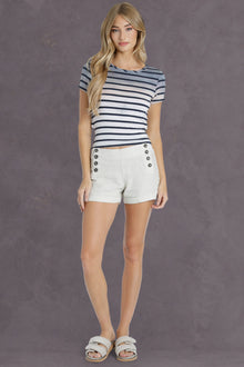 Women | Nautical Stripe Drape Back Tee | Rainbow Horizon 54