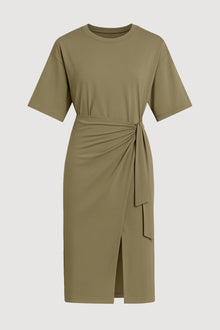 Renee | Noa Organic Cotton T-Shirt Wrap Dress in Size Extra Small - Flat