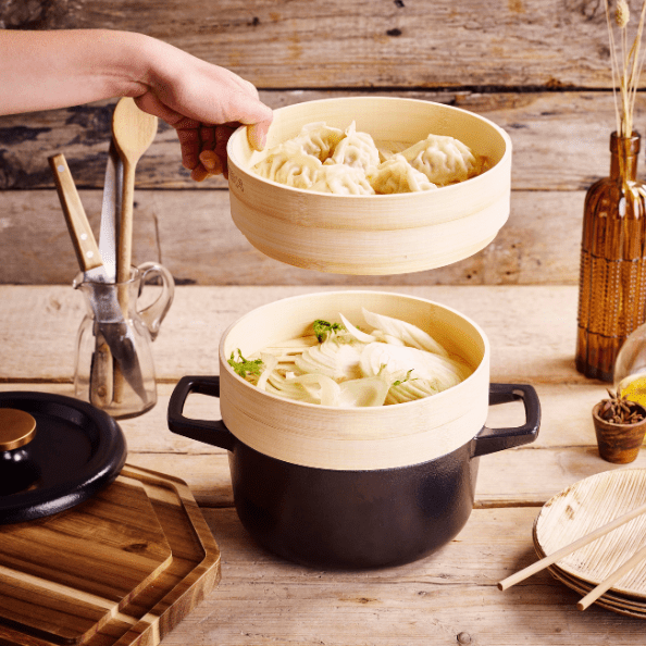 Nori Cast Iron Cocotte with Steamer Inserts - Alva Cookware