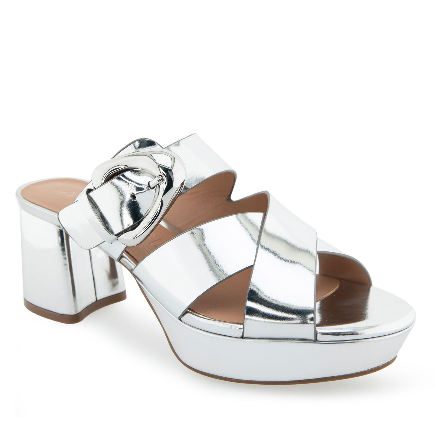 Collin Sandal Platform | Silver Mirror Metallic Polyurethane
