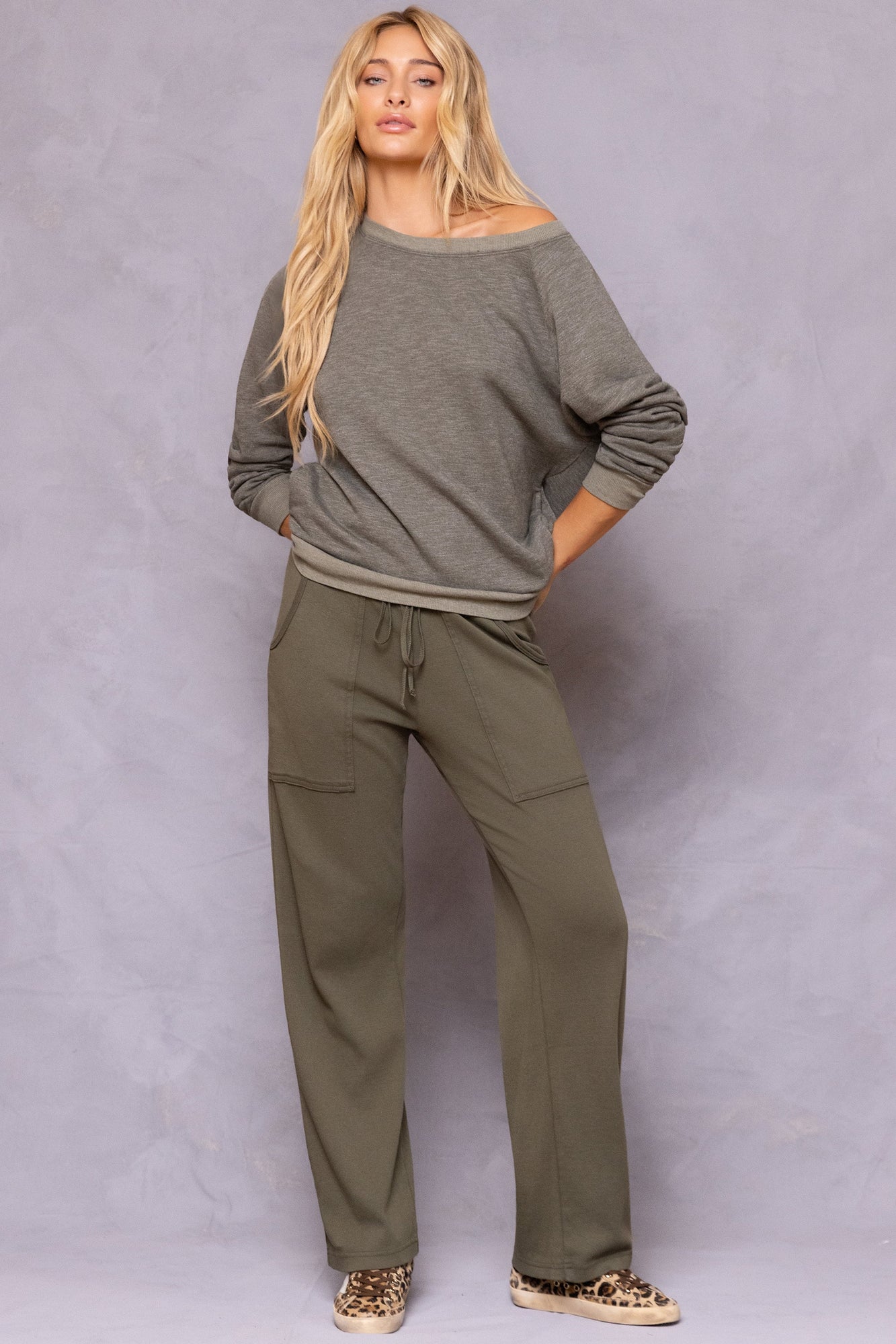 Women | Vintage Drawstring Cargo Lounge Pant | Olive