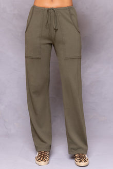 Women | Vintage Drawstring Cargo Lounge Pant | Olive