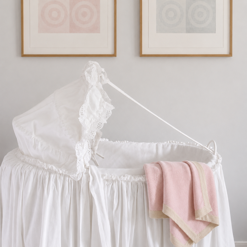 Border Baby Blanket | Pink Powder / Ivory