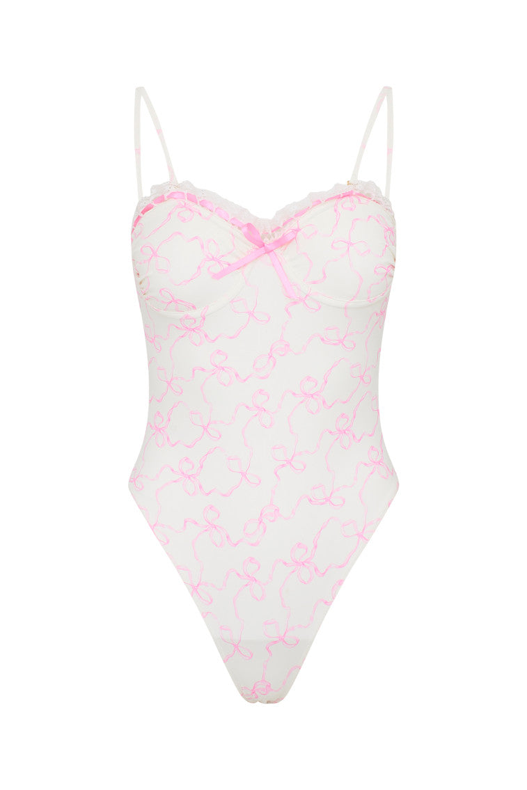 Brooksie Bow Print One-Piece Swimsuit | Pastry Pink