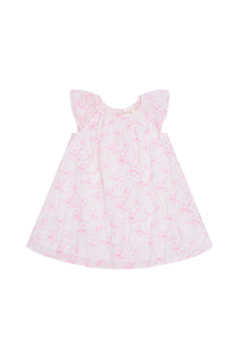 Girls Lou Bow Print Mini Dress | Pastry Pink