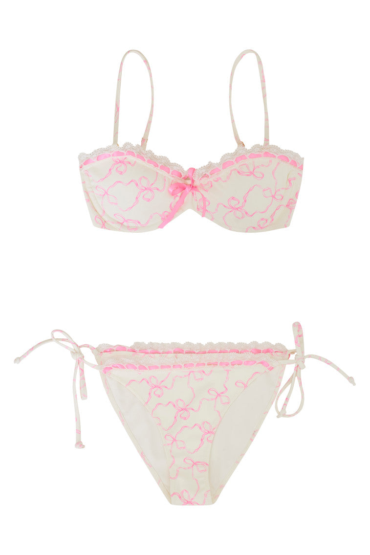 Tallie Bow Print Bikini | Pastry Pink