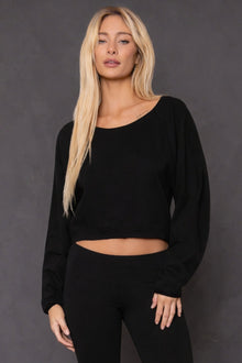 Women | Plush Fleece Cropped Sweatshirt | Black