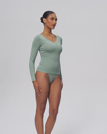 V-Neck Long Sleeve Top | Sky Blue