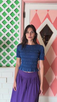 Sienna Smocked Top | Cobalt