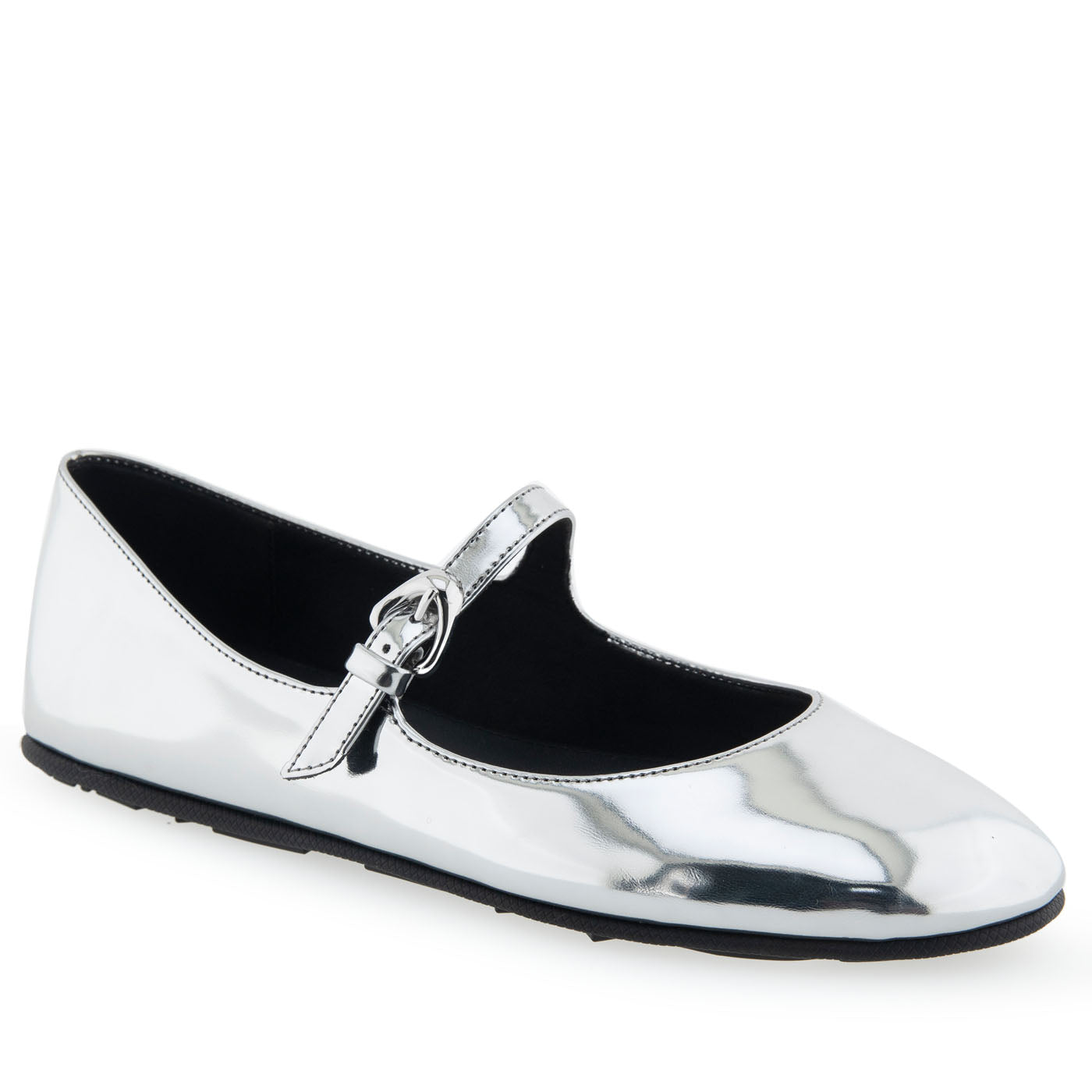 Perry Casual Flat | Silver Mirror Faux Leather