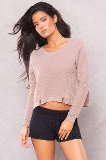 Women | Quilted Notch Front Sweatshirt | Woodsmoke