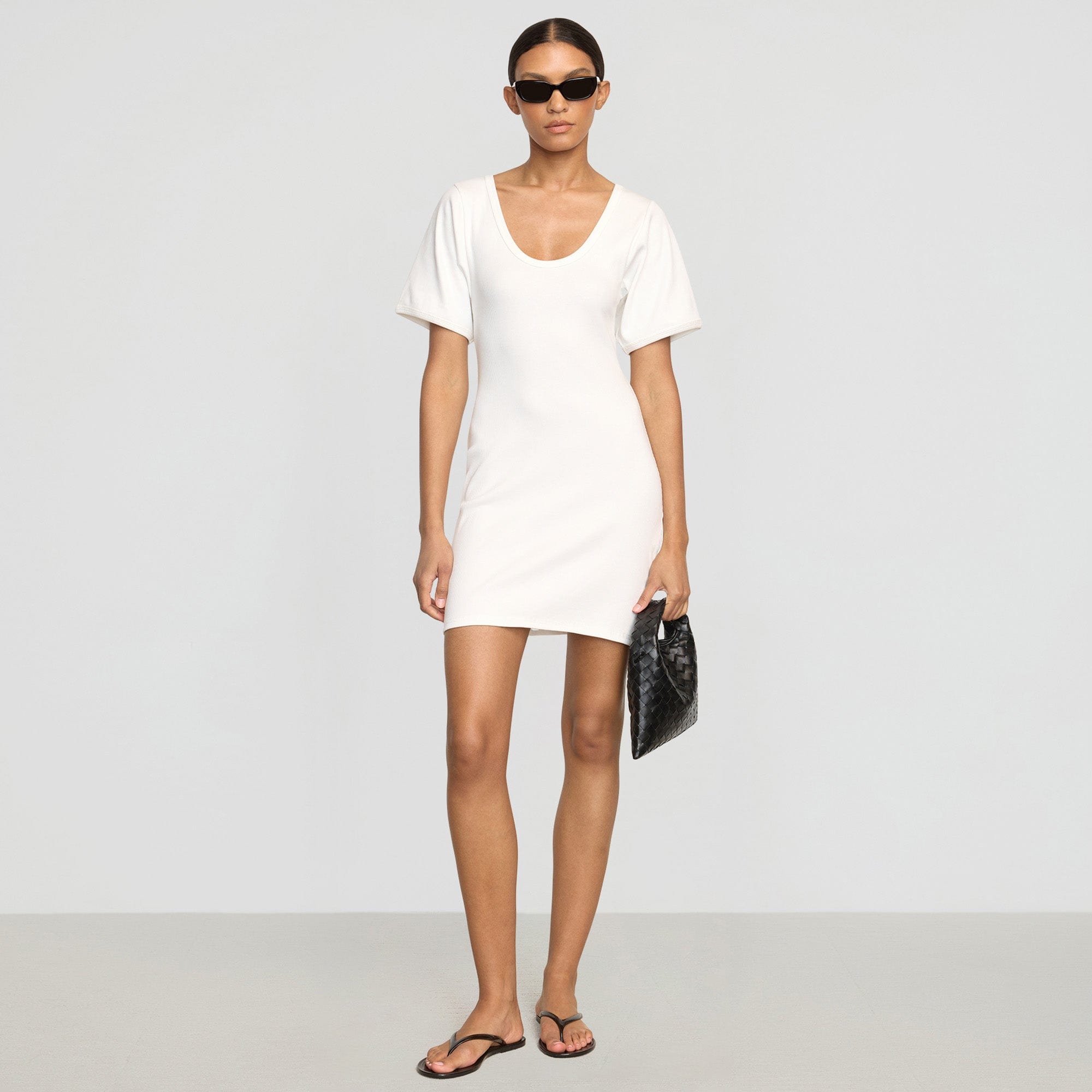 Rae Sculpted Scoop-Neck Mini Dress | White