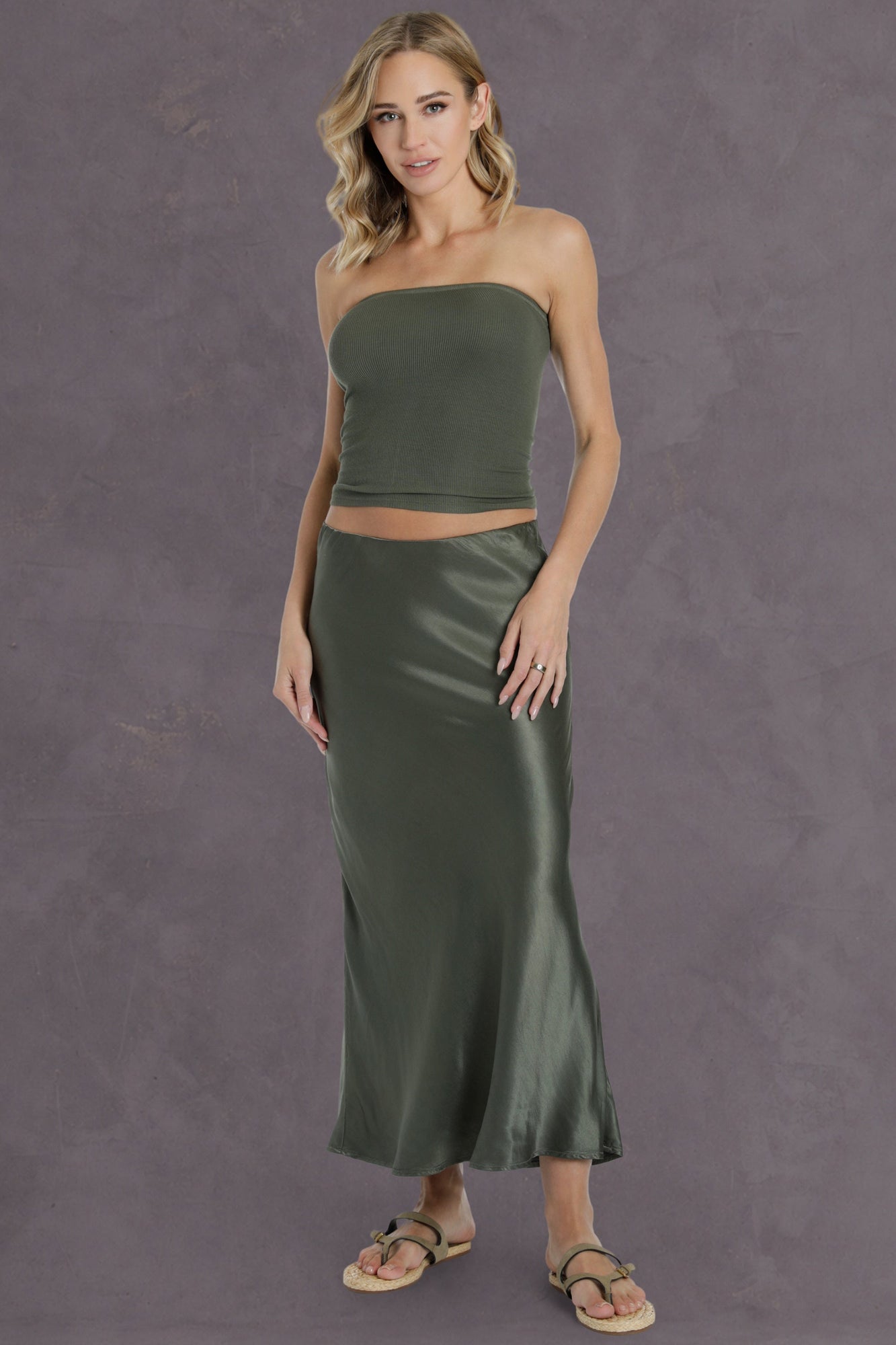 Women | Ribbed Tube Top | Olive