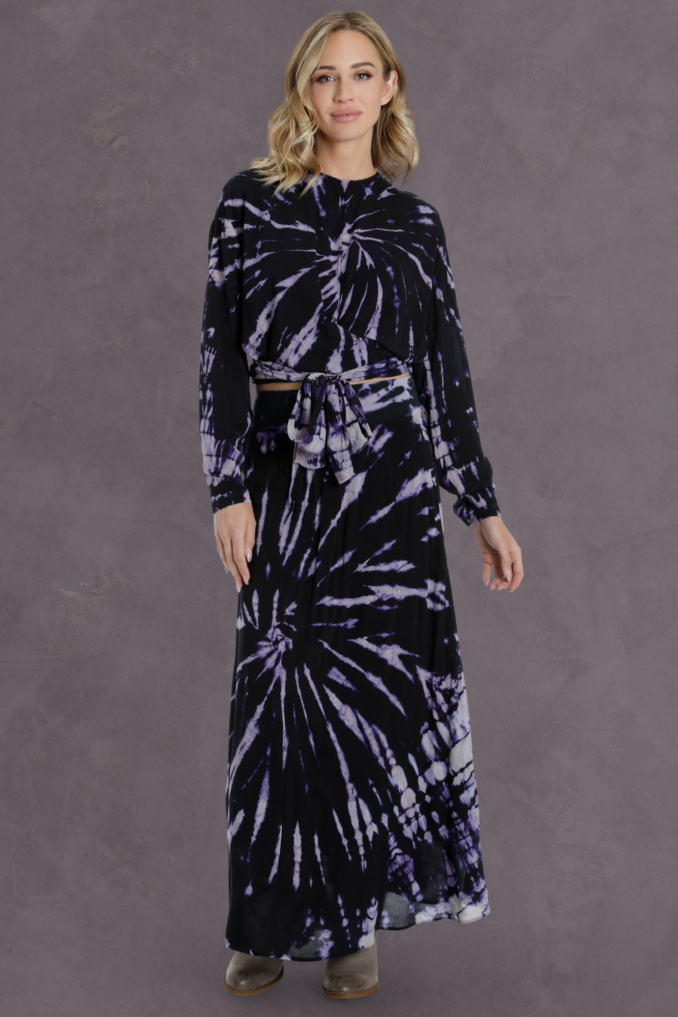 Women | Pull-On Double Layered Maxi Skirt | Acid Spiral Wash 2