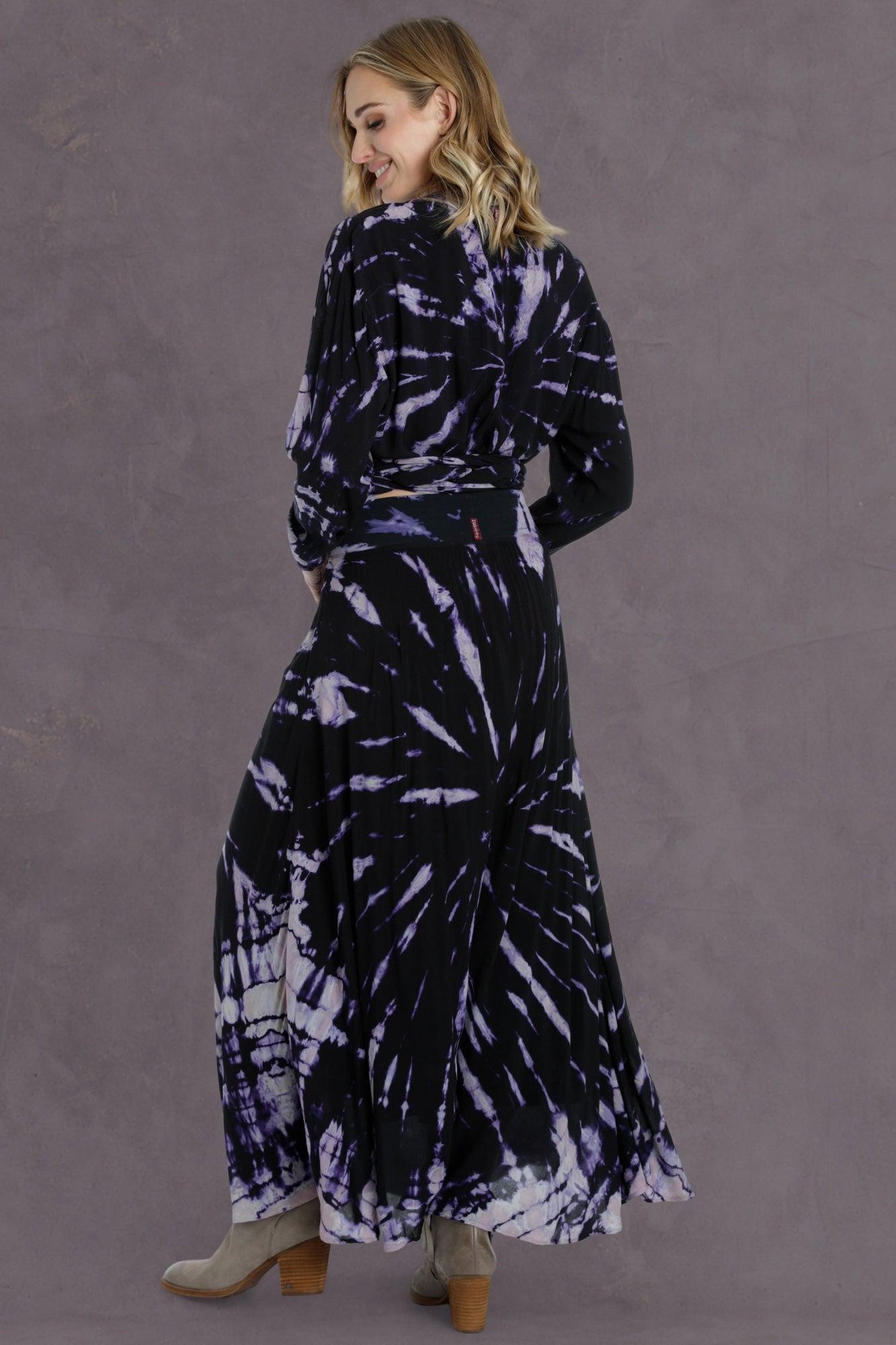 Women | Pull-On Double Layered Maxi Skirt | Acid Spiral Wash 2